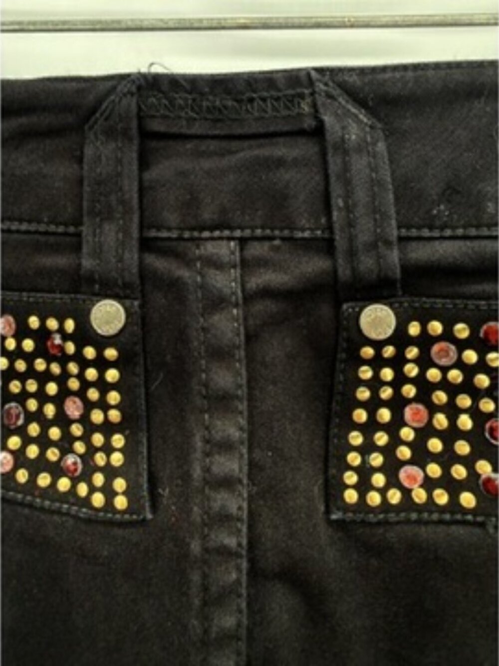 Y2K Votre Nom Black Rhinestone Low Rise Flare Jeans4/36 - Picture 6 of 12